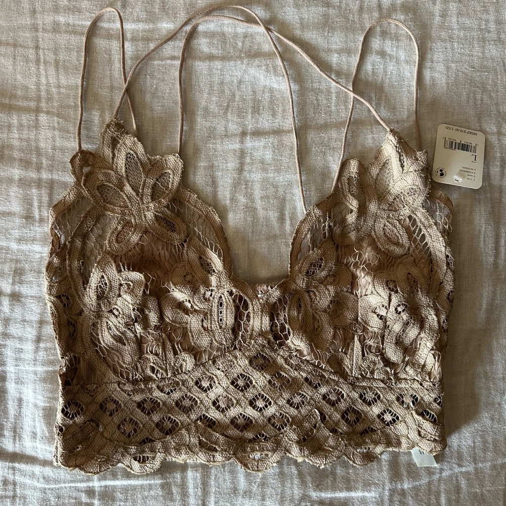 Free People FP Adella Bralette size Large Beige NWT